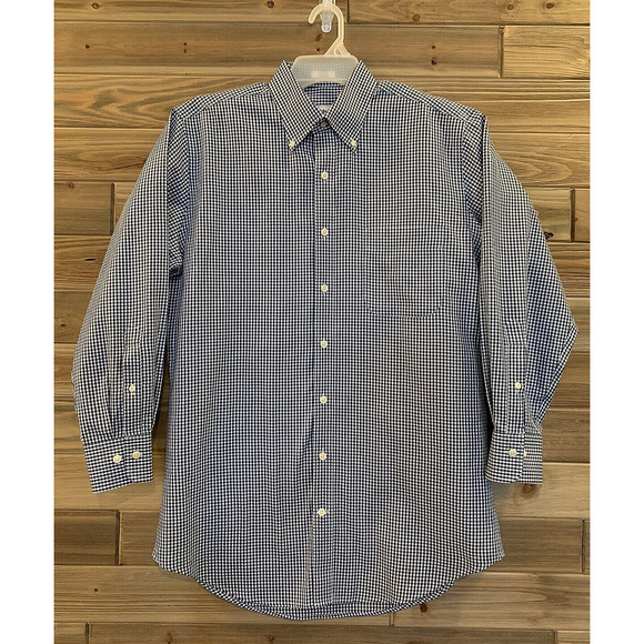 PETER MILLAR NANOLUXE Long Sleeve Button Up Check Dress Casual Shirt Men's Sz M - Picture 1 of 10